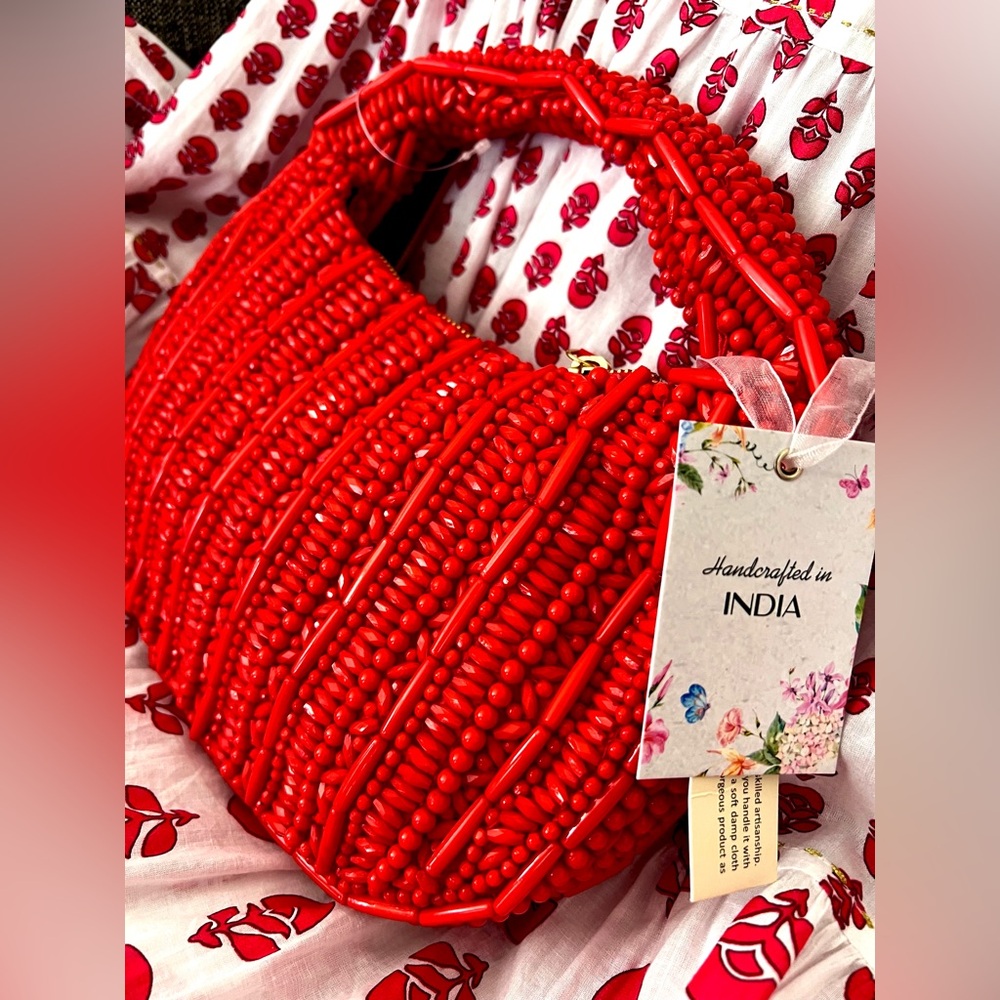 🍓🍒♥️Viral Red Beaded Stunning Women's Bag - Picture 3 of 6